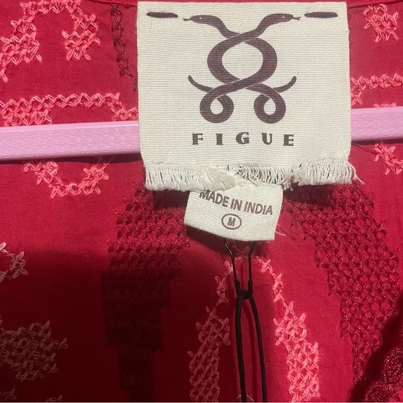 Figue Minette Cross-Stitch Embroidered Midi Dress Size M Festive Occasion